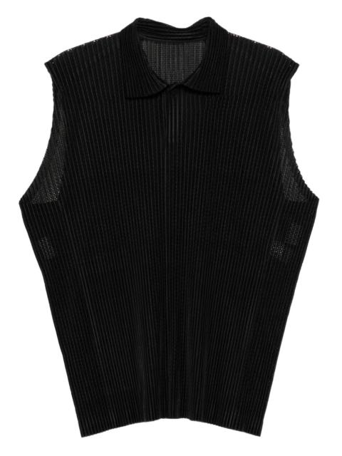 ISSEY MIYAKE pleated sleeveless polo shirt