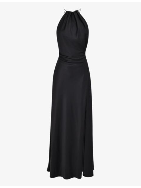 House of CB Zanab halter-neck thigh-split woven maxi dress