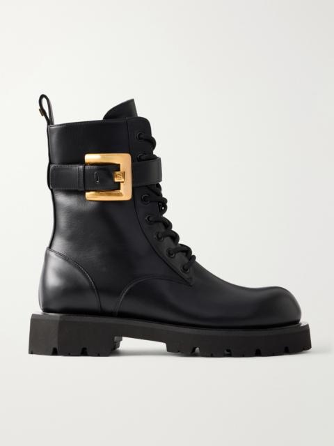 Balmain Anthem Belt-detailed Leather Ankle Boots