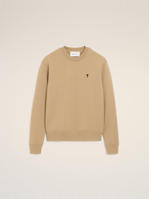 AMI Paris BEIGE COTTON SWEATSHIRT WITH AMI DE COEUR