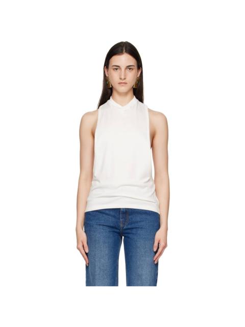 VERSACE White Embroidered Stretch Cotton-Jersey Tank Top