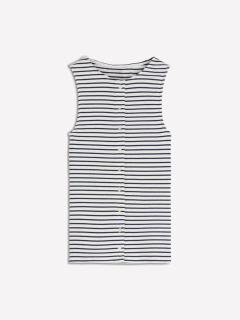 BODEN Evie Button Through Rib Vest-Ivory, Navy Stripe