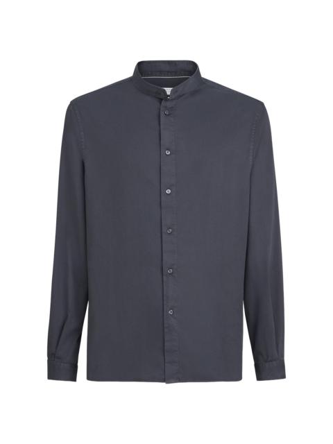 Brunello Cucinelli Men's Garment Dyed Easy Fit Shirt in Cotton Twill - Anthracite