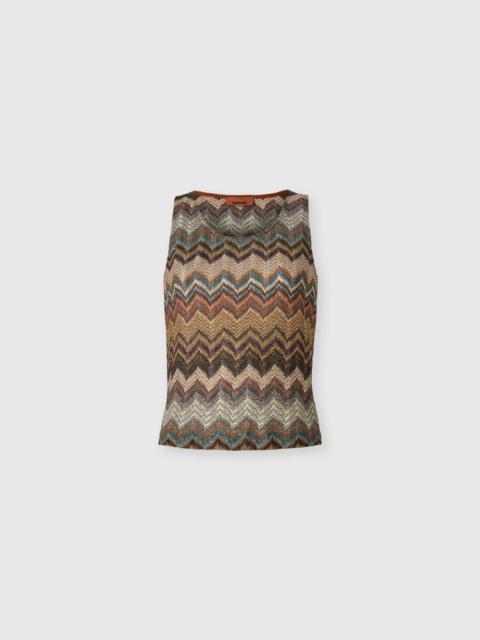 Missoni Zig zag top in lamé viscose