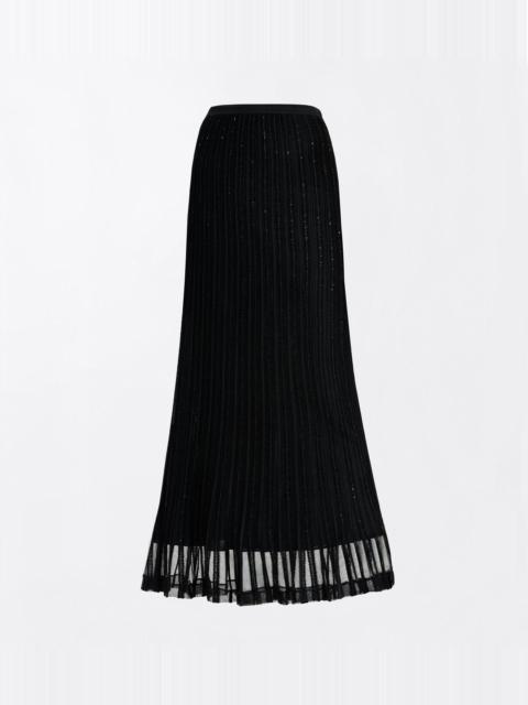 TOM FORD SHEER VELVET TEXTURED STRIPE WITH MICRO SEQUINS MID-LENGTH EVENING SKIRT