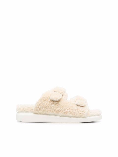 Alexander McQueen shearling-trim open toe sandals