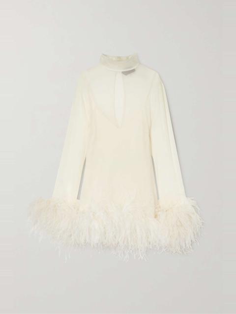 Taller Marmo + NET SUSTAIN Gina feather-trimmed satin-moiré mini dress
