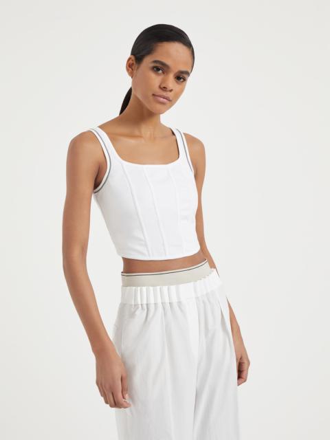 Brunello Cucinelli Couture interlock top with shiny contrast trims