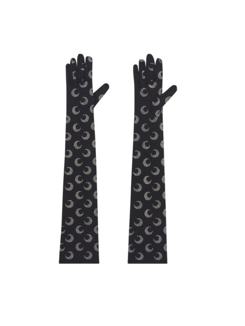 Marine Serre Moon Rhinestoned Jersey Long Gloves