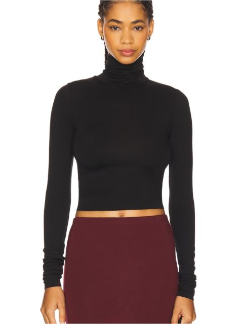 ÉTERNE Cropped Fitted Turtleneck Soft Jersey Top