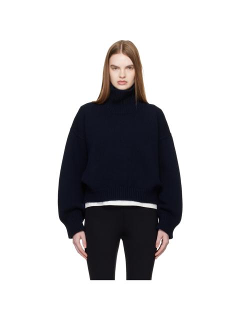 &DAUGHTER Navy Caragh Crop Turtleneck