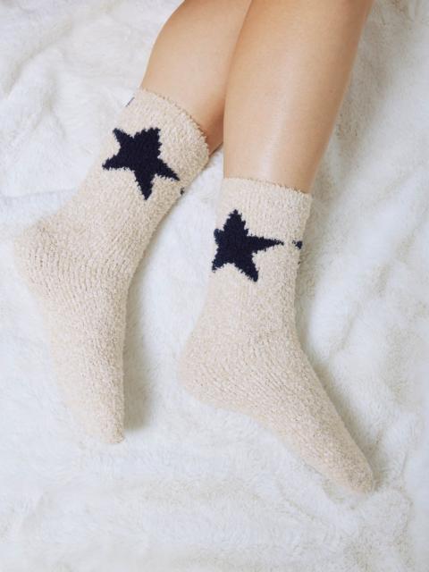 Splendid Navy Star Fuzzy Yarn Socks