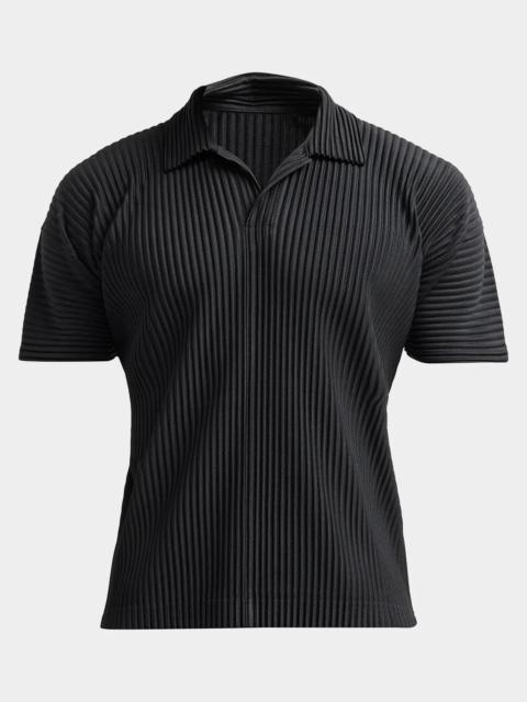 ISSEY MIYAKE Pleated Knit Polo Shirt