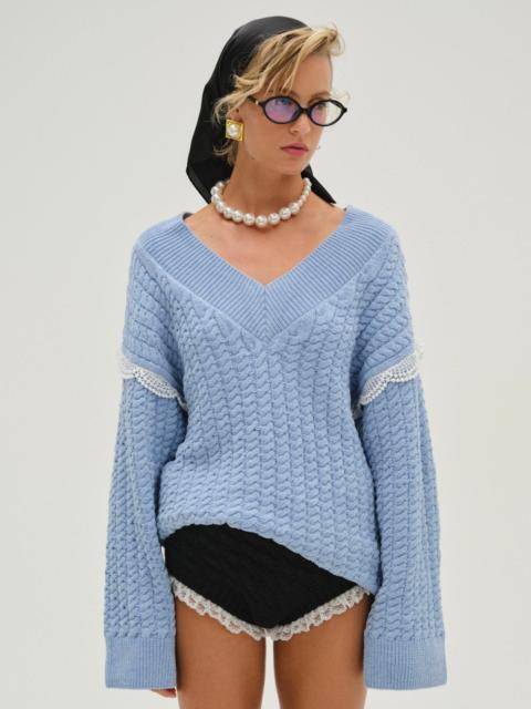 For Love & Lemons Tierra Oversized V-Neck Sweater