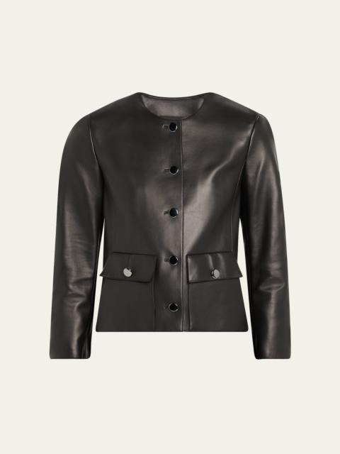 AKRIS Lamb Nappa Leather Collarless Jacke†