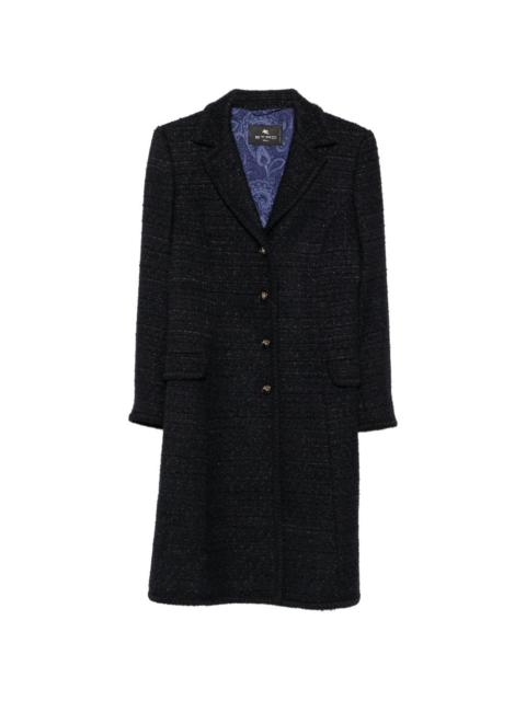 Etro tweed notched-lapels coat