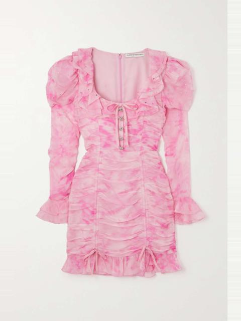 Alessandra Rich Embellished tie-dyed silk-georgette mini dress