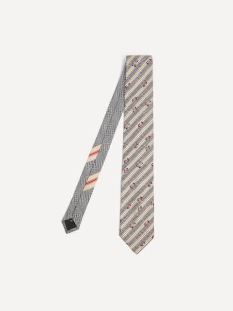 Dries Van Noten Floral Stripe Printed Silk Tie