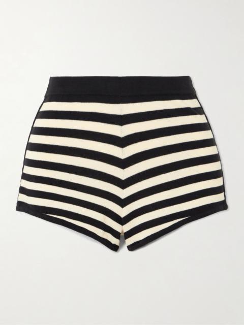 POSSE Darcy striped Pima cotton shorts Cream