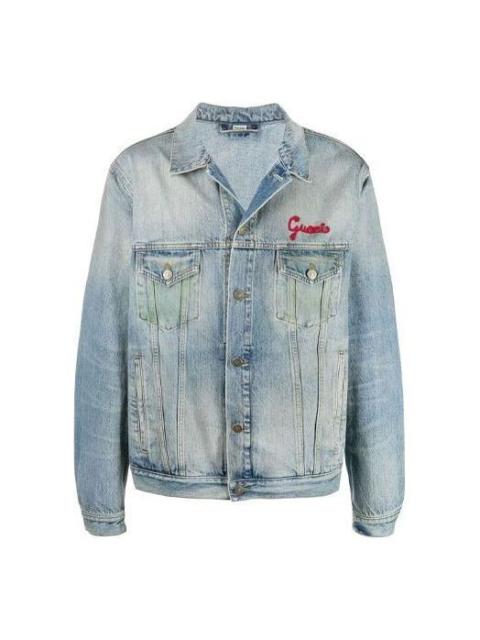 GUCCI Gucci Cat Logo Embroidered Denim Jacket Denim 'Blue' 631186-XDBGS-4452