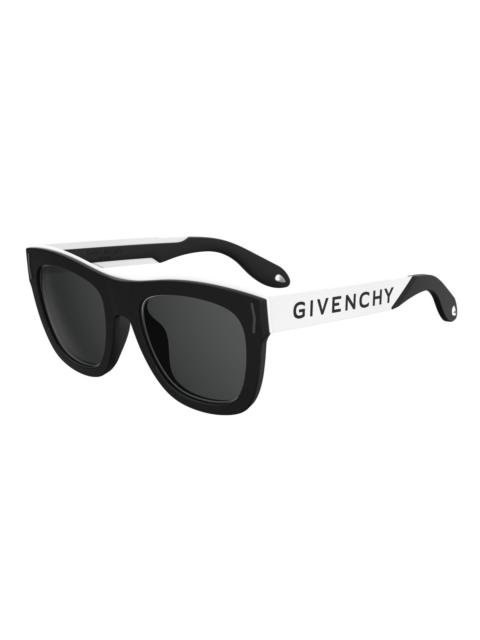 Givenchy Stainless Steel %26 Rubber Square Logo Sunglasses