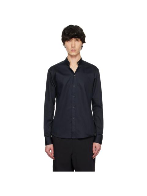 Wooyoungmi Navy Band Collar Shirt