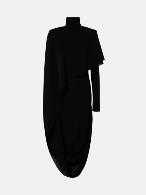 MUGLER Asymmetric caped crêpe midi dress