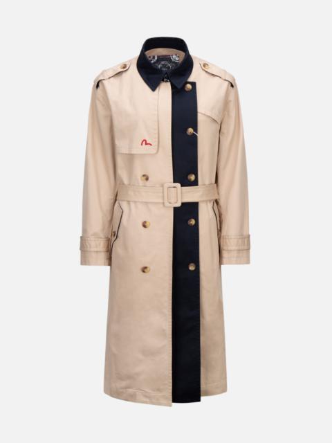 EVISU LOGO EMBROIDERED TRENCH COAT | REVERSIBLE