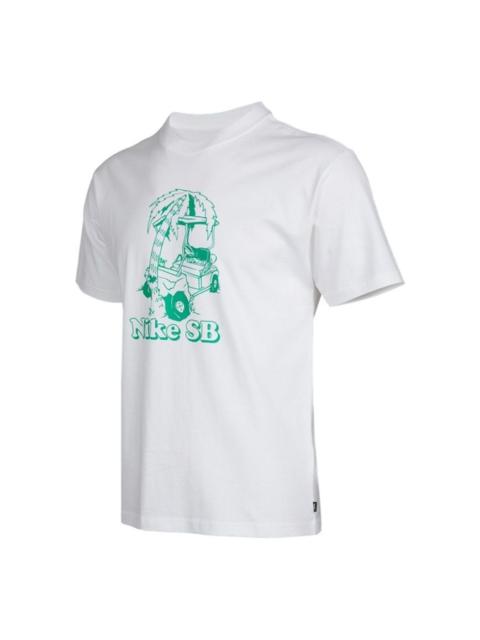 Nike Nike SB Skateboard Sports Printing Loose Knit Short Sleeve White DD1309-100