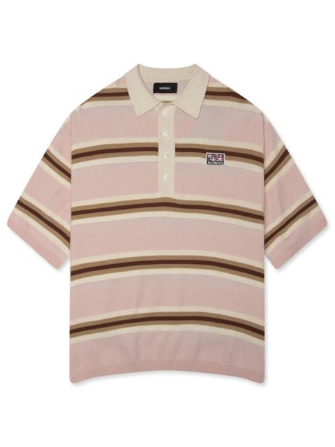 NAHMIAS Knit Striped Polo Top Soft Pink Stripe Knitwear