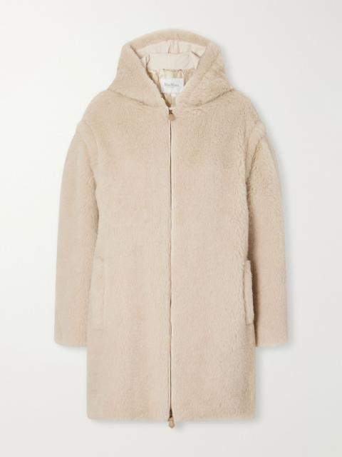 Max Mara Spadino Teddy hooded alpaca, wool and silk-blend coat Beige