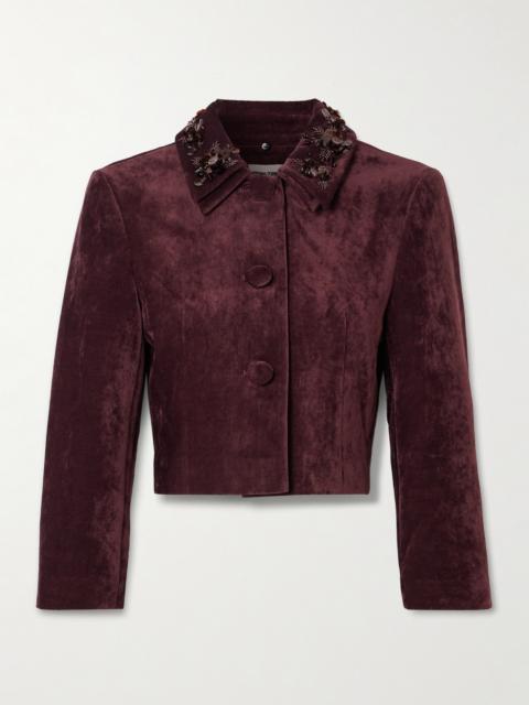 SHUSHU/TONG Cropped Embellished Velvet Jacket