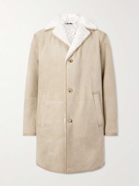Leather-Trimmed Shearling Coat