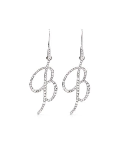Blumarine crystal-embellished logo-pendant earrings