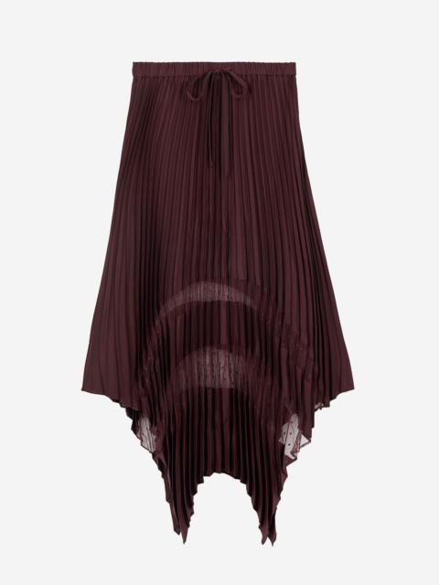 The Kooples LONG BURGUNDY PLEATED SKIRT