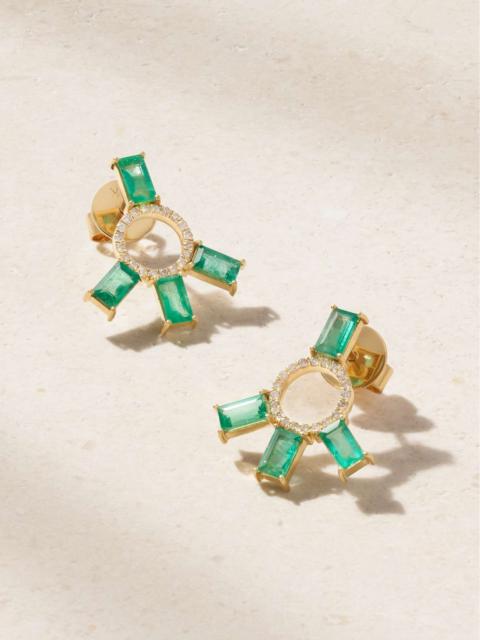 18-karat gold, emerald and diamond earrings Gold