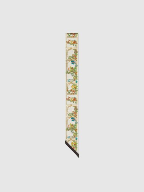 GUCCI Animal and floral print silk neck bow
