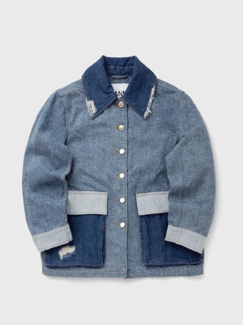 GANNI Patchwork Denim Midi Jacket