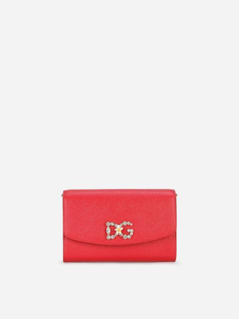 Dolce & Gabbana Dauphine calfskin mini bag with rhinestone-detailed DG detail