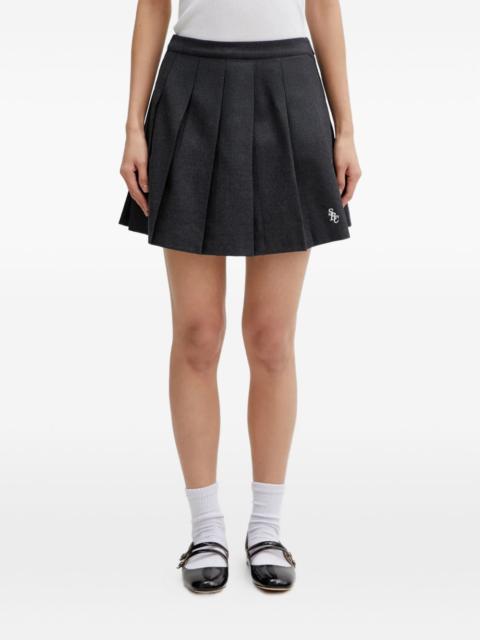Sporty & Rich pleated embroidery mini skirt