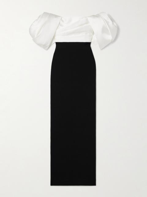 SOLACE LONDON Sian Off-the-shoulder Two-tone Crepe And Faille Gown
