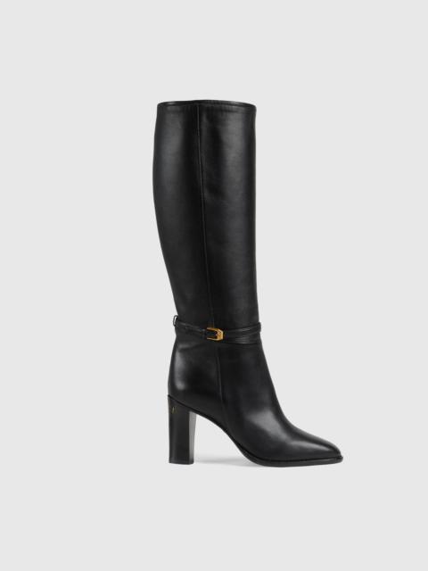 Women's knee-high boot with Gucci print