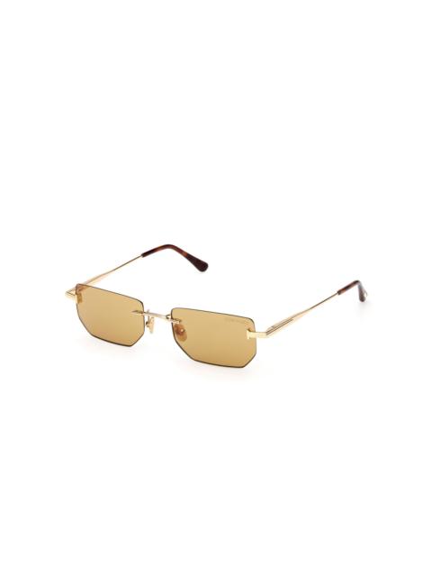 Ethan Rectangle-Frame Metal Sunglasses yellow