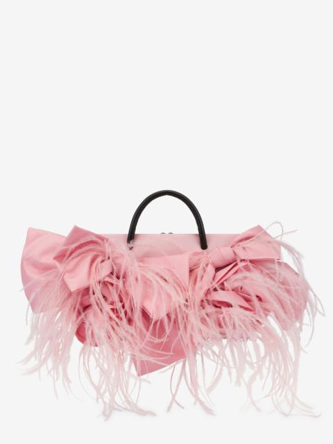 SMALL SATIN SHOPPER WITH BOWS AND FEATHERS