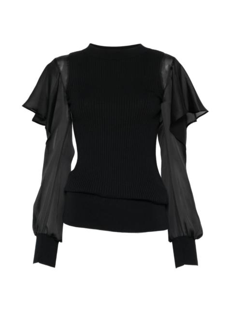 sacai ruffled knitted top