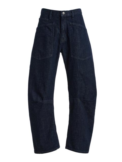 NILI LOTAN Shon Rigid Mid-Rise Wide-Leg Jeans blue