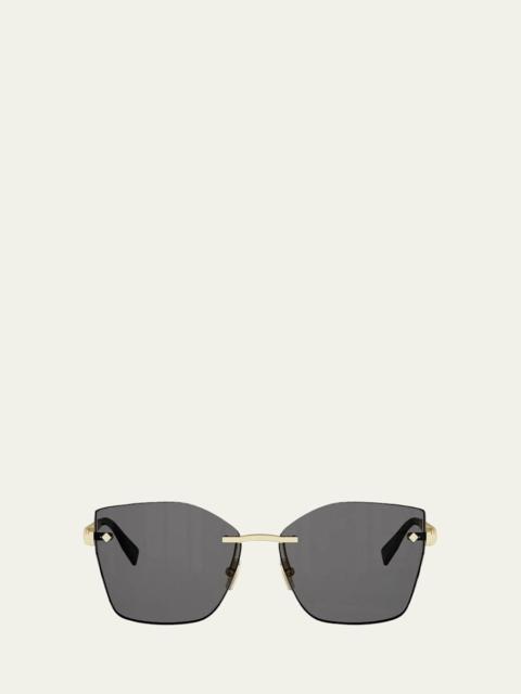 BVLGARI Tubogas Rimless Metal Square Sunglasses