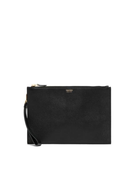 TOM FORD logo-stamp leather clutch bag