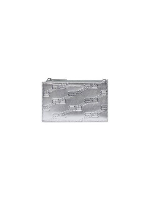 BALENCIAGA Men's Embossed Monogram Long Coin And Card Holder In Box in Silver