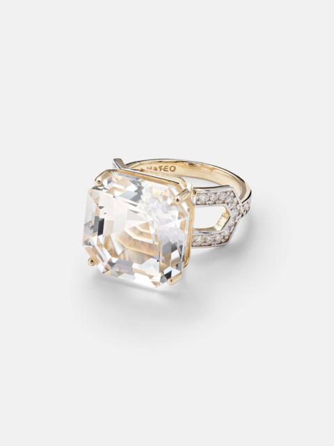 MATEO 14kt gold ring with quartz and diamonds